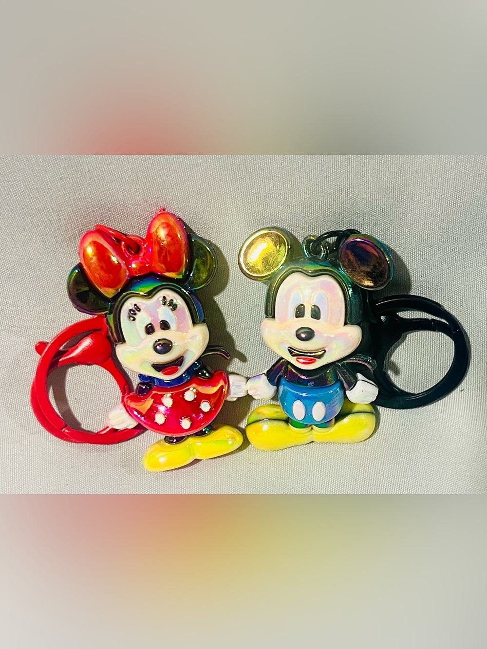 2 Pack Minnie & Mickey Keychain Duo - Red, Yellow & Black Accents